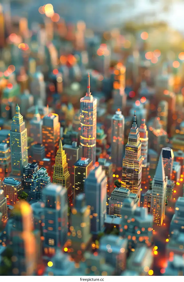 Digitalized Cityscape Illustration of New York