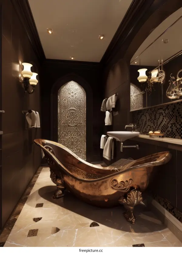 Beautiful Bronze Bathtub in Luxurious Bathroom