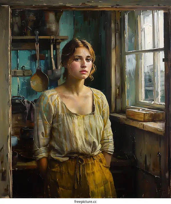 Melancholy peasant girl