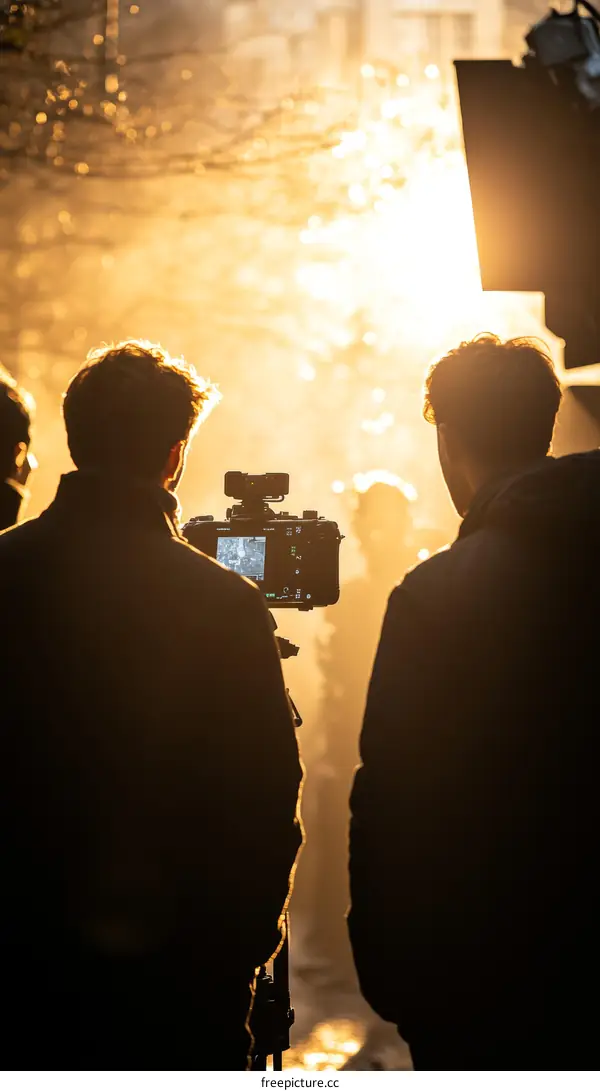 Filming Scene at Golden Hour