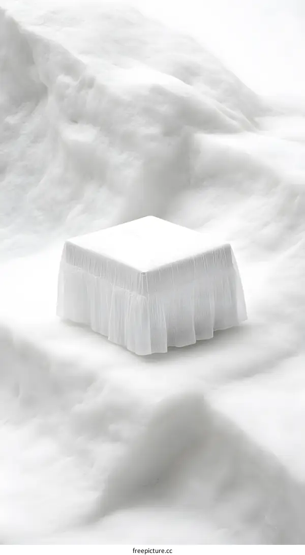White Square Box On White Snowy Background