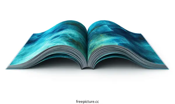 Open Blue Book with White Background