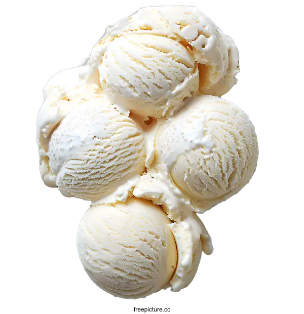 [Transparent Background PNG]Scoops of Vanilla Ice Cream on White Background