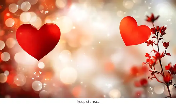 Romantic Valentines Day Heart Illustration with Flowers