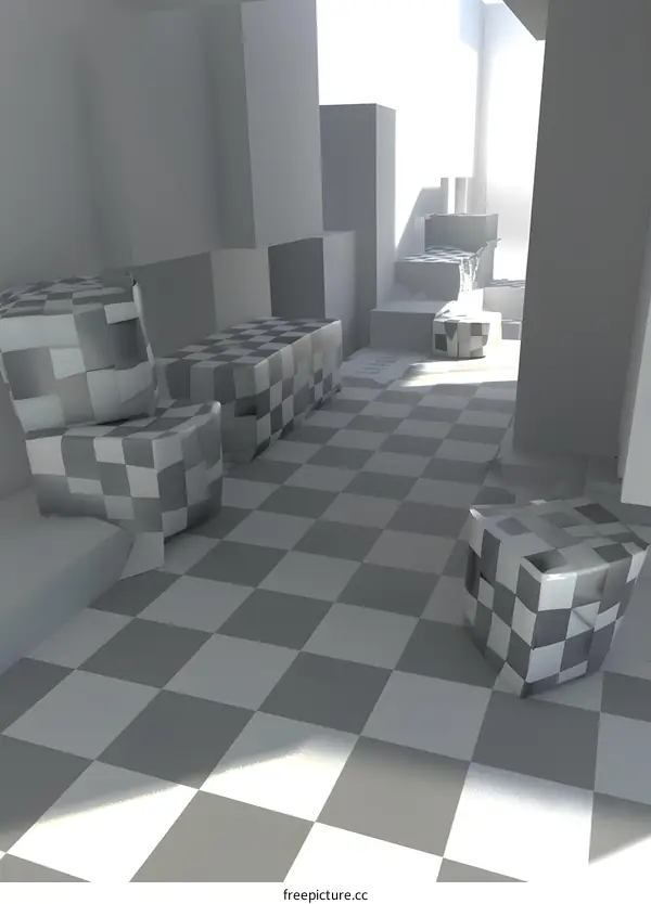 Checkerboard Patterned Room Interior Design