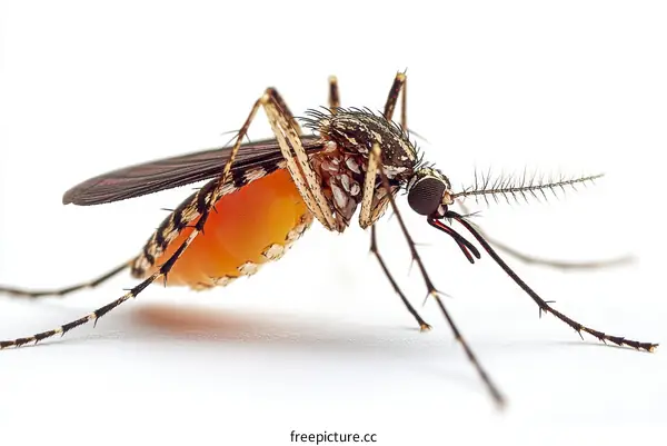 Close-up of a Mosquito on a White Background