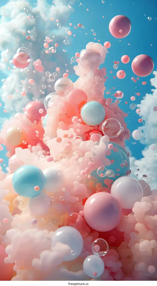Abstract Colorful Bubble Explosion in Pastel Colors