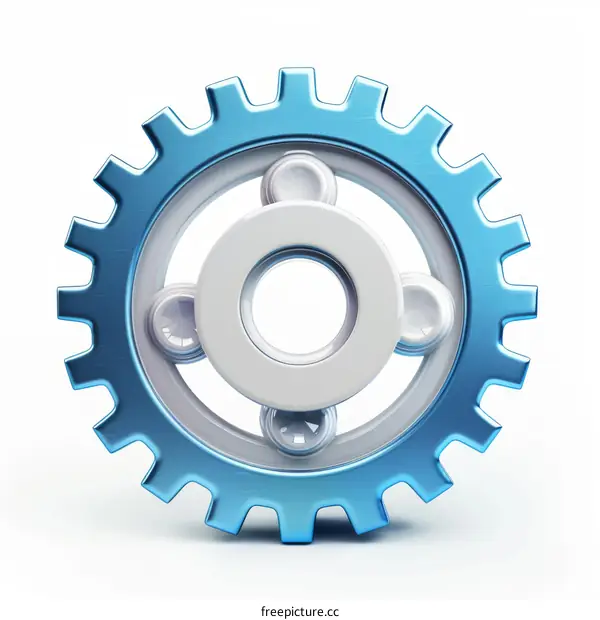3D Blue and White Gear Illustration