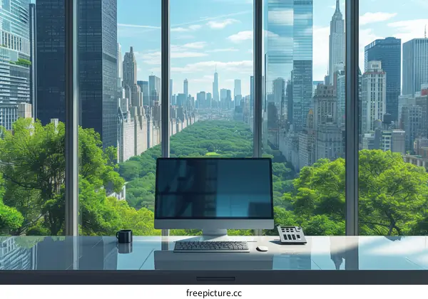Modern Office Interior with a View of Central Park