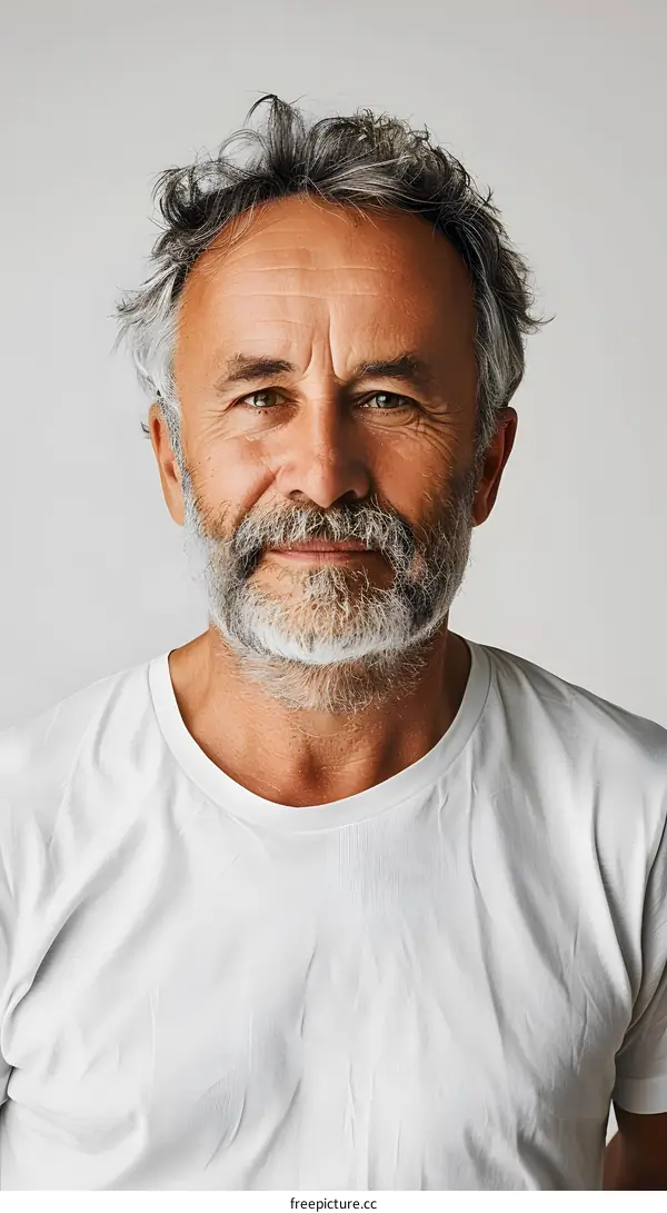 Portrait of a Smiling Man with Grey Hair