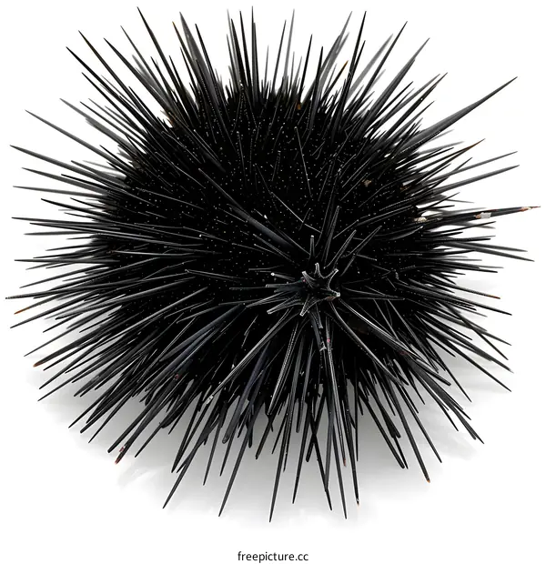 Black Sea Urchin on White Background