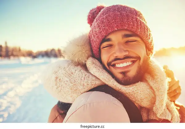 Smiling Man in Winter Wonderland