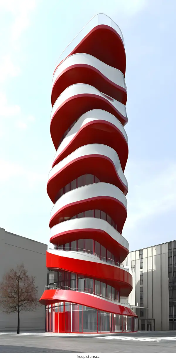 Modern Architecture Red White Building Design
