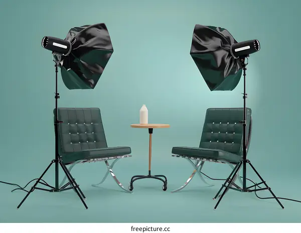 Studio Setup with Two Chairs and a Table