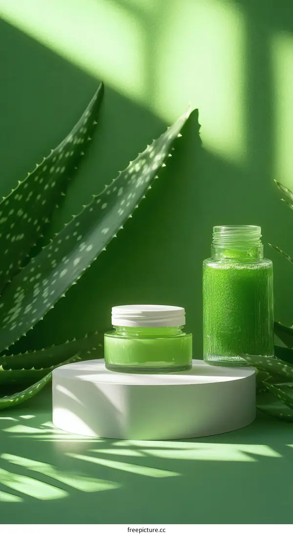 Aloe Vera Skin Care Products Display