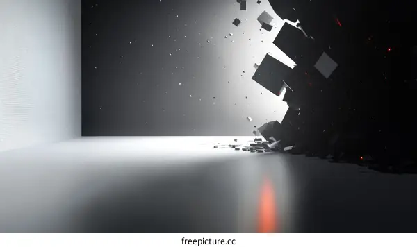 Abstract Cubes Exploding in a Modern Studio