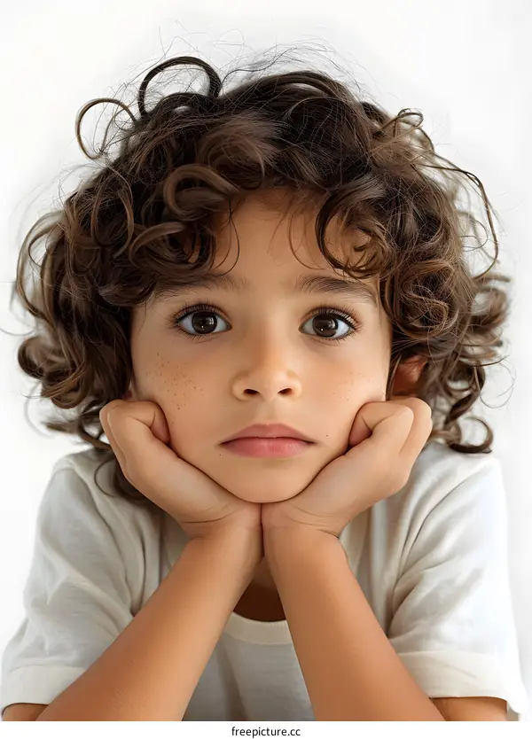 Portrait of a Young Boy With Curly Hair