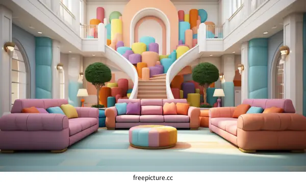 A Surreal Colorful Living Room