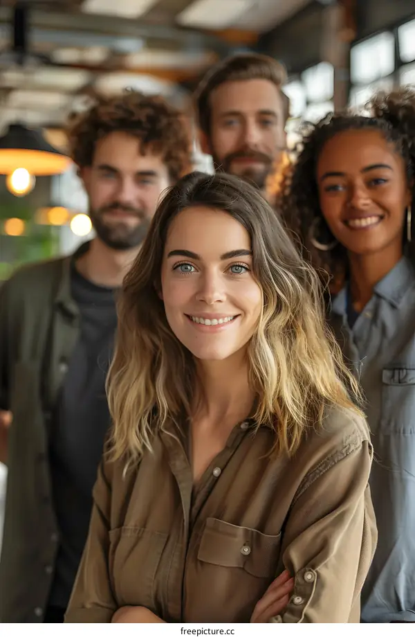 portrait of a group of people in a restaurant