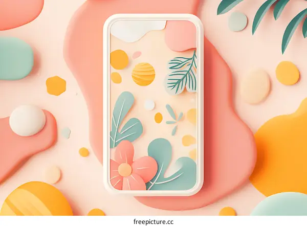 Phone Screen with Floral Pattern Design