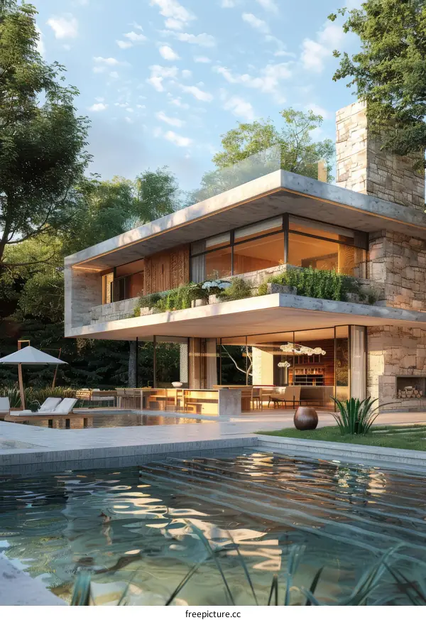 Modern Luxury House with Pool and Forest Views