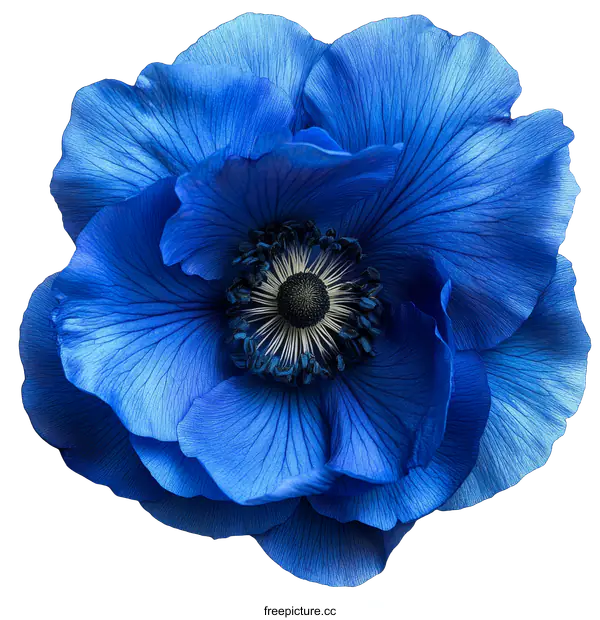 [Transparent Background PNG]Close-up of a Vibrant Blue Anemone Flower