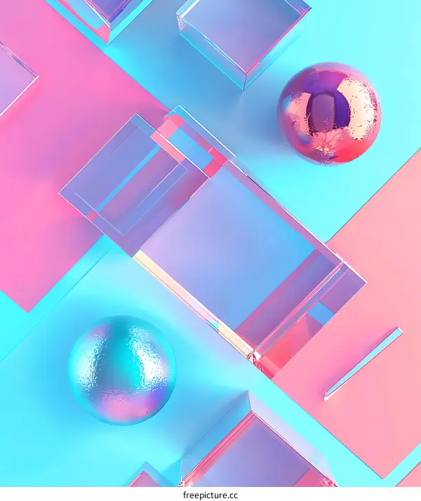Abstract Geometric Shapes with Iridescent Colors