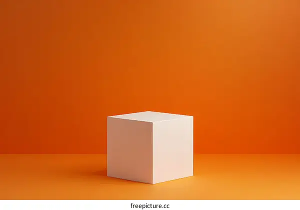 Orange Background with White Cube Display