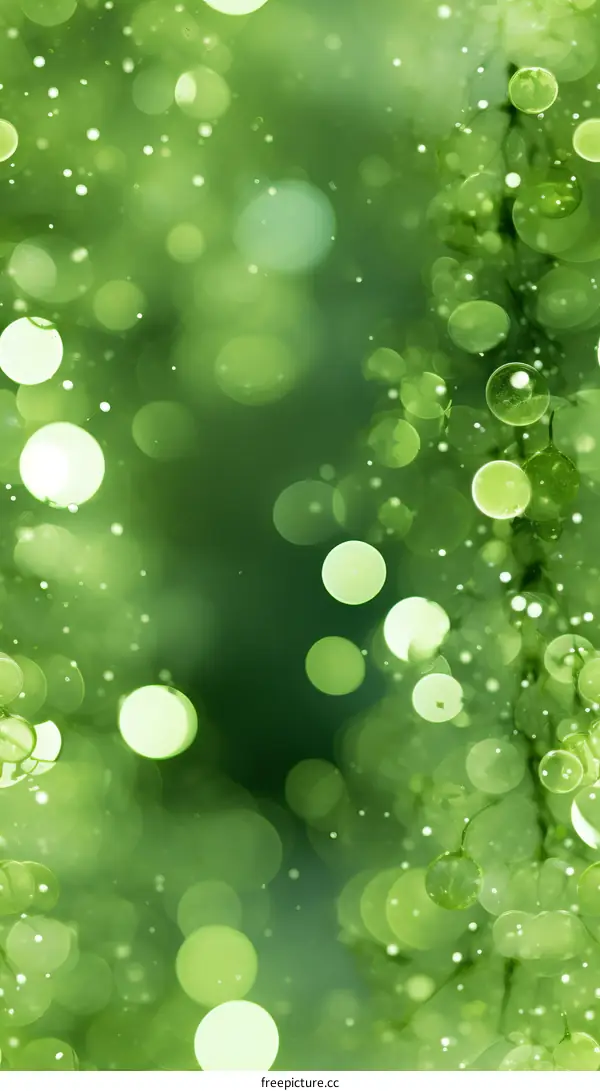 Green circles of light on a dark green background