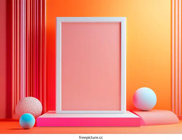 Abstract Minimalist Frame Mockup With Orange Pink Background