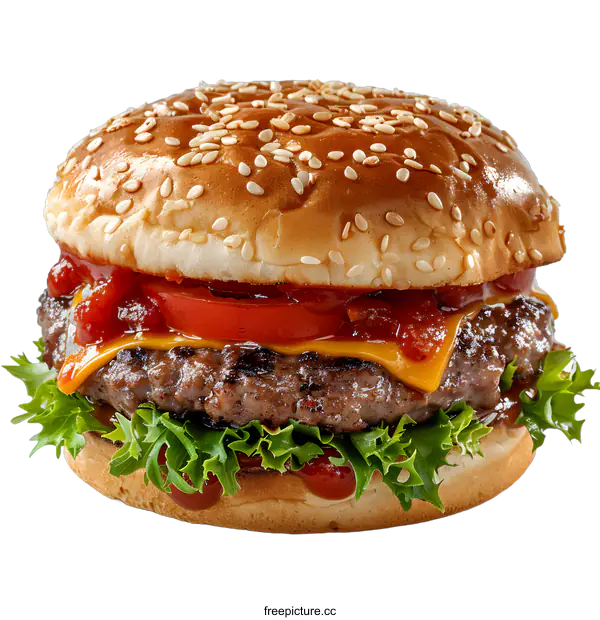 [Transparent Background PNG]Delicious Cheeseburger on a White Background