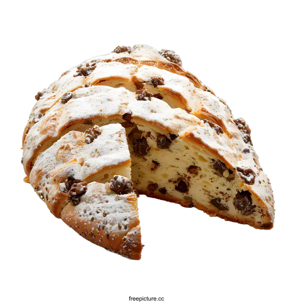 [Transparent Background PNG]Sliced Sweet Bread with Nuts and Powdered Sugar