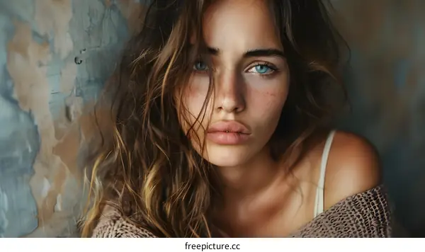 Woman with Blue Eyes and Freckles