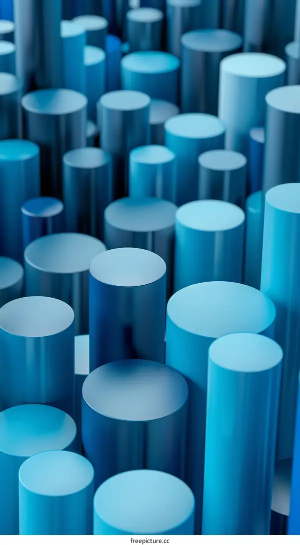 Abstract Composition of Blue Cylinders