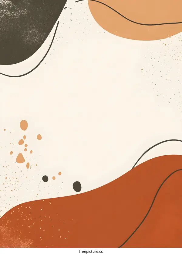 Abstract Art Background With Brown Shapes And White Space