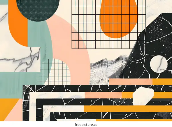 Abstract Geometric Shapes and Patterns Collage Art Design