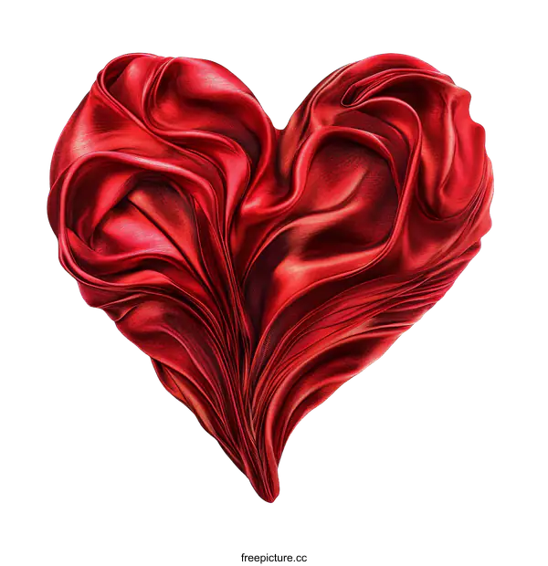 [Transparent Background PNG]Red Fabric Heart Shape Illustration