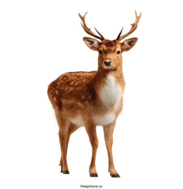 [Transparent Background PNG]Cute Fawn Deer Portrait on White Background