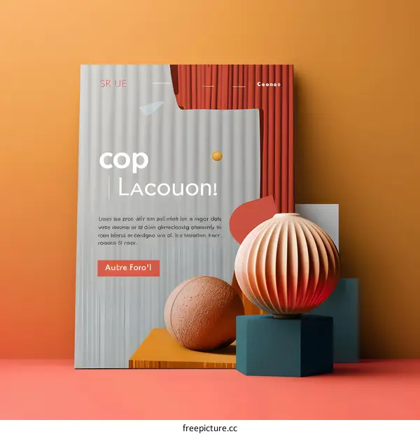 Abstract Geometric Shapes Poster Design with Red and Orange Colors