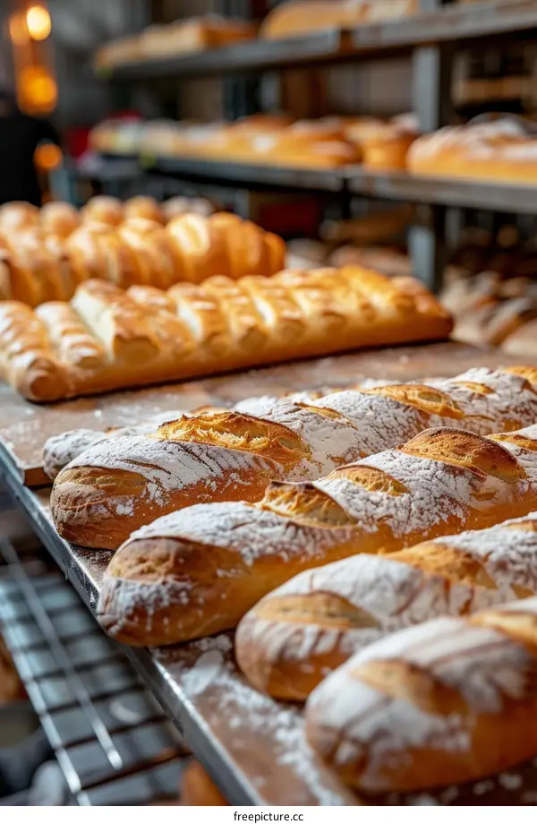 Freshly Baked Loaf of Bread on a Bakery Shelf
