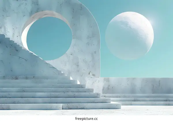 Surreal Concrete Stairs with Moon