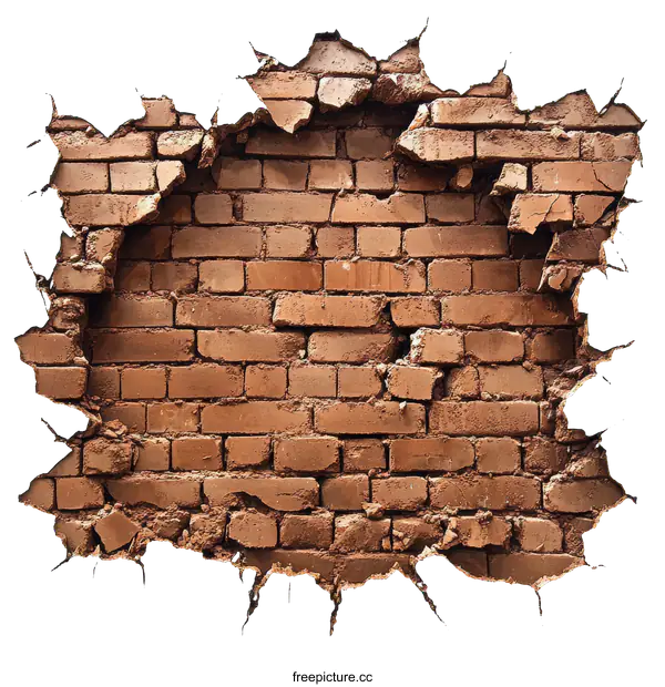 [Transparent Background PNG]Damaged Brick Wall Texture