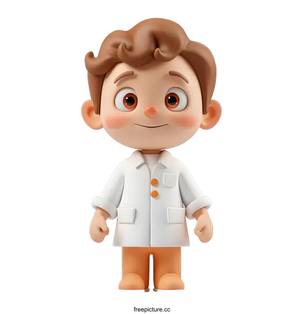[Transparent Background PNG]Cute Cartoon Boy Wearing White Lab Coat