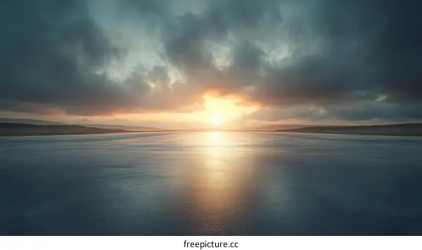 Sunrise over a Calm Waterway