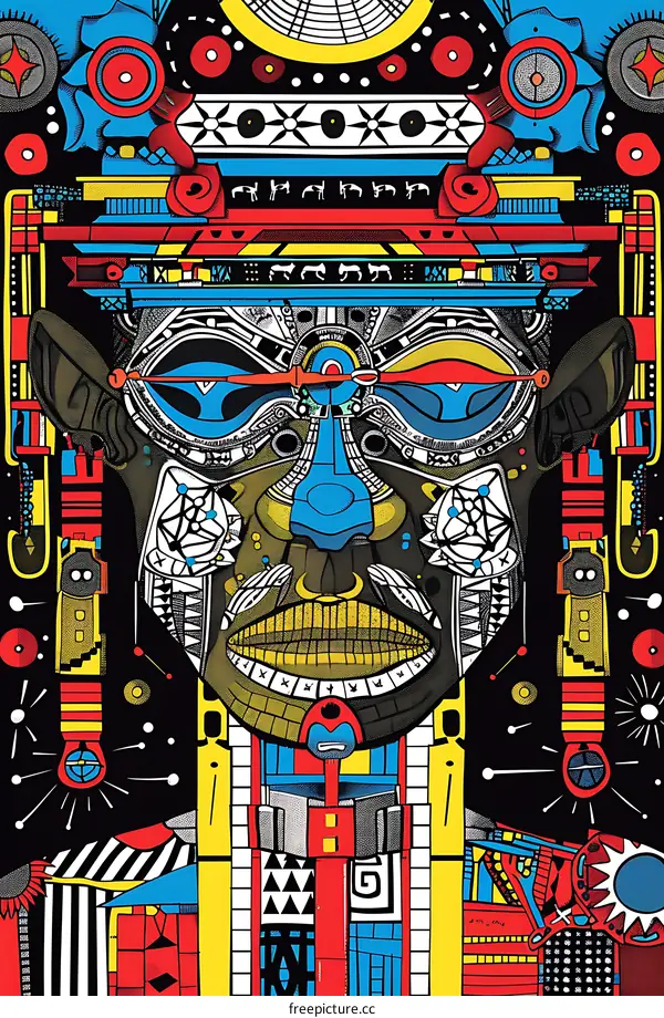 Abstract Portrait of a Black Man in Geometric Patterns