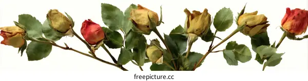 Dried Rose Buds with Withered Leaves