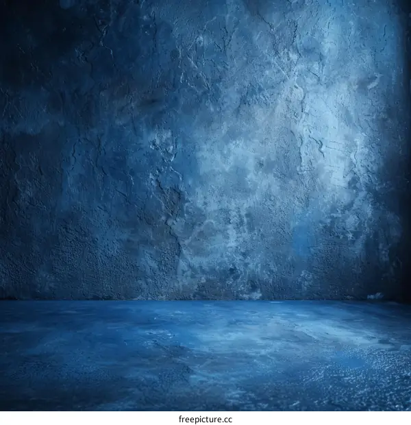 Blue concrete wall and floor background