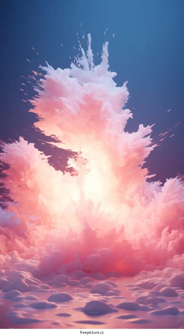 A pink and white explosion of light and clouds