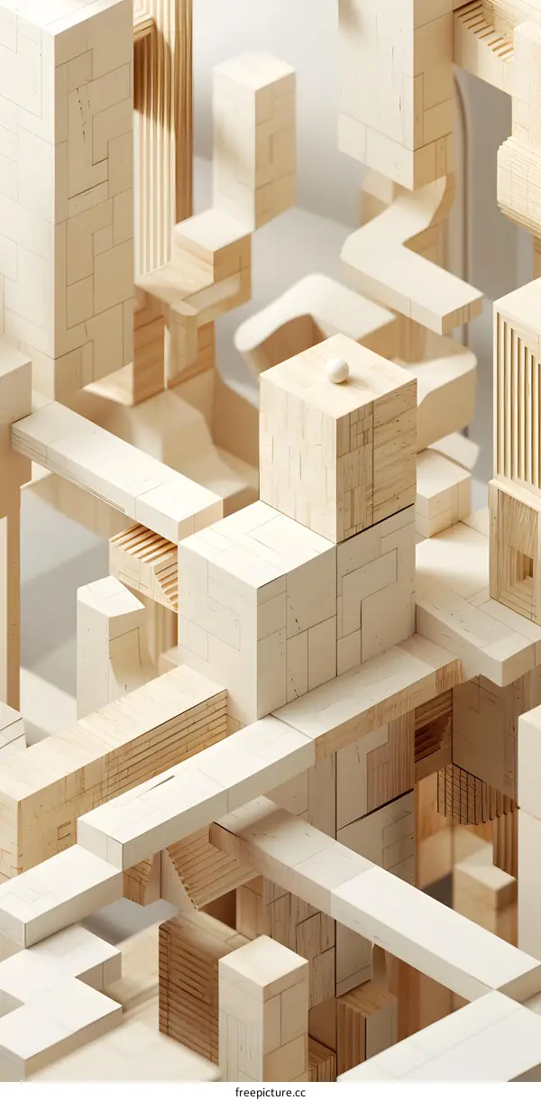 Abstract Wooden Geometric Structure