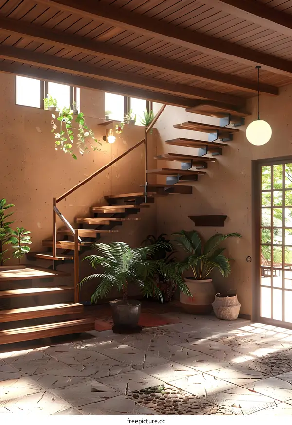 Modern Staircase Design With Wooden Floor